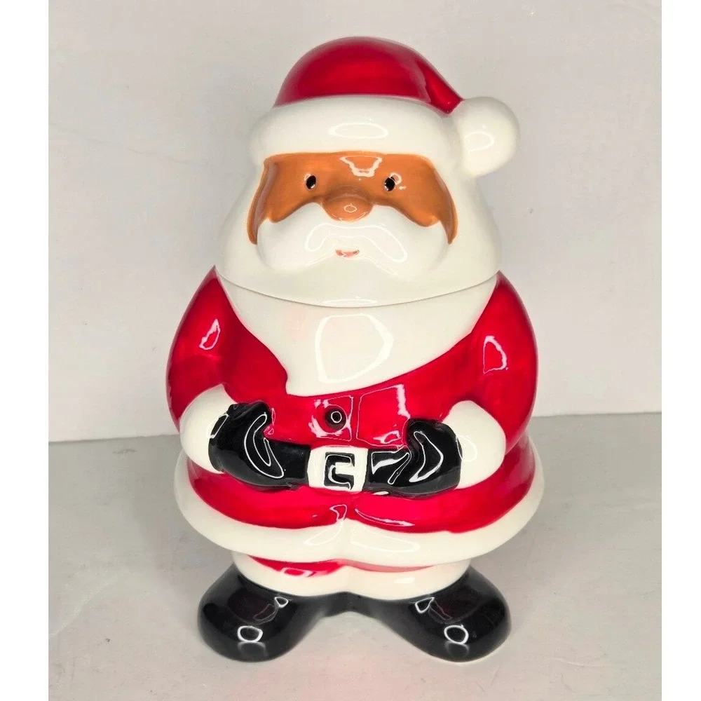 Holiday‎ Time Santa Christmas Cookie Jar Earthenware